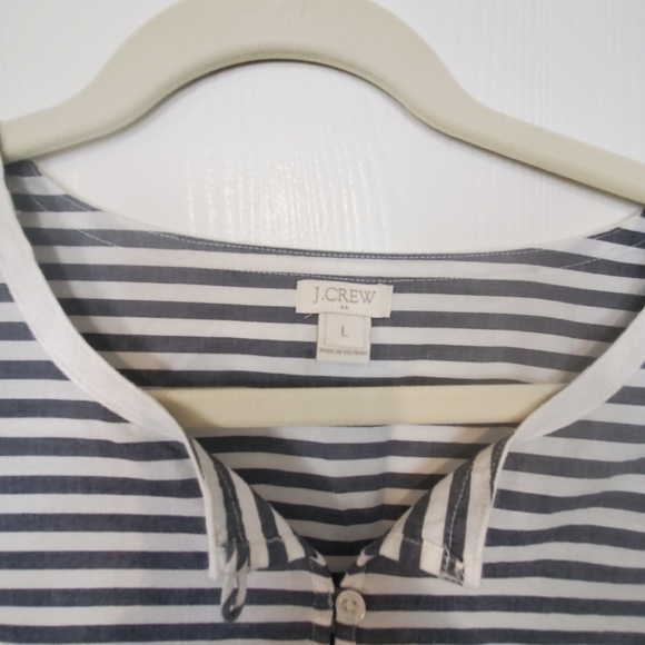 J. Crew Factory Navy Striped Cotton Tunic Sz L - Picture 3 of 4